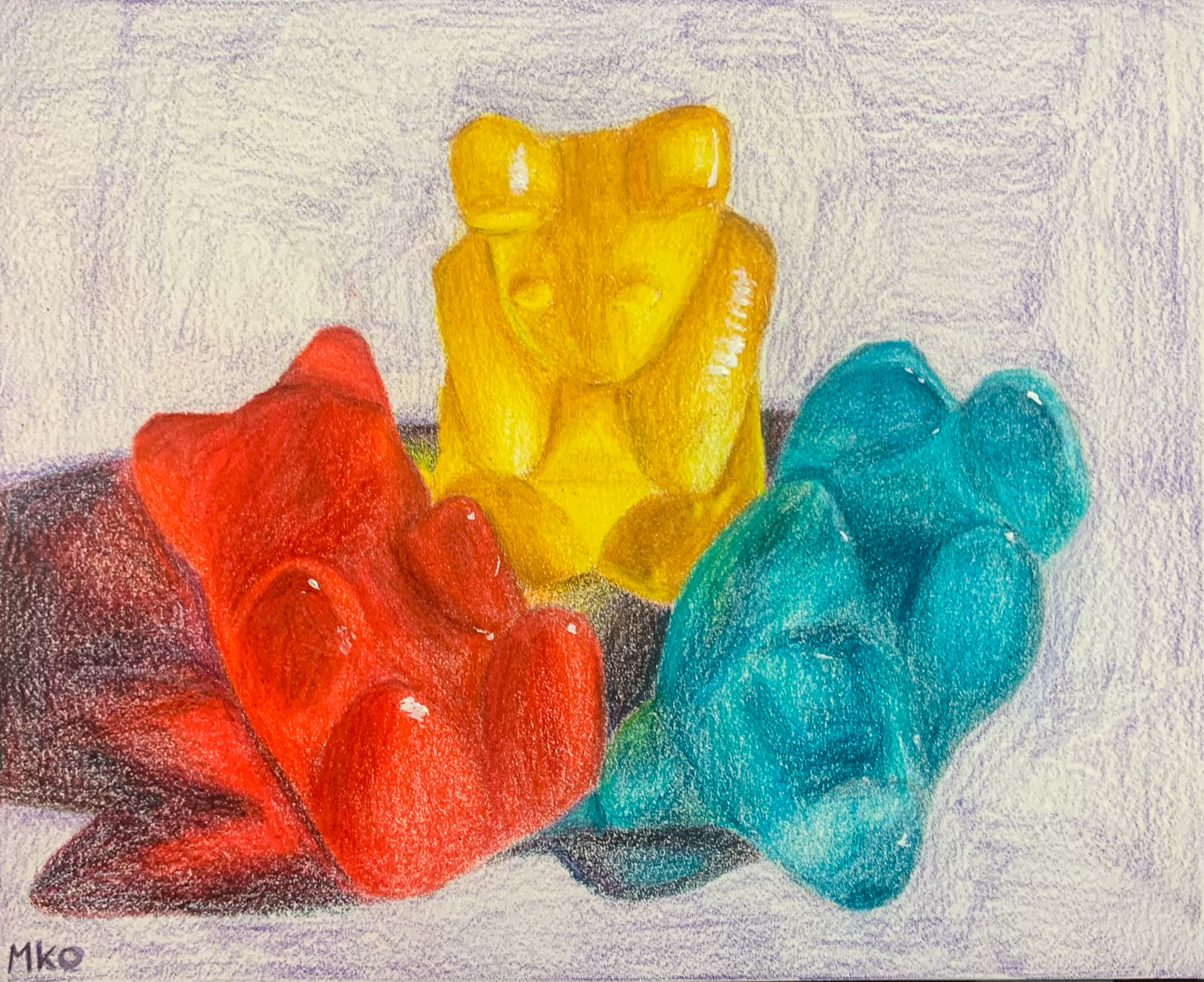 Gummy Bears, 2021. Colored Pencil.