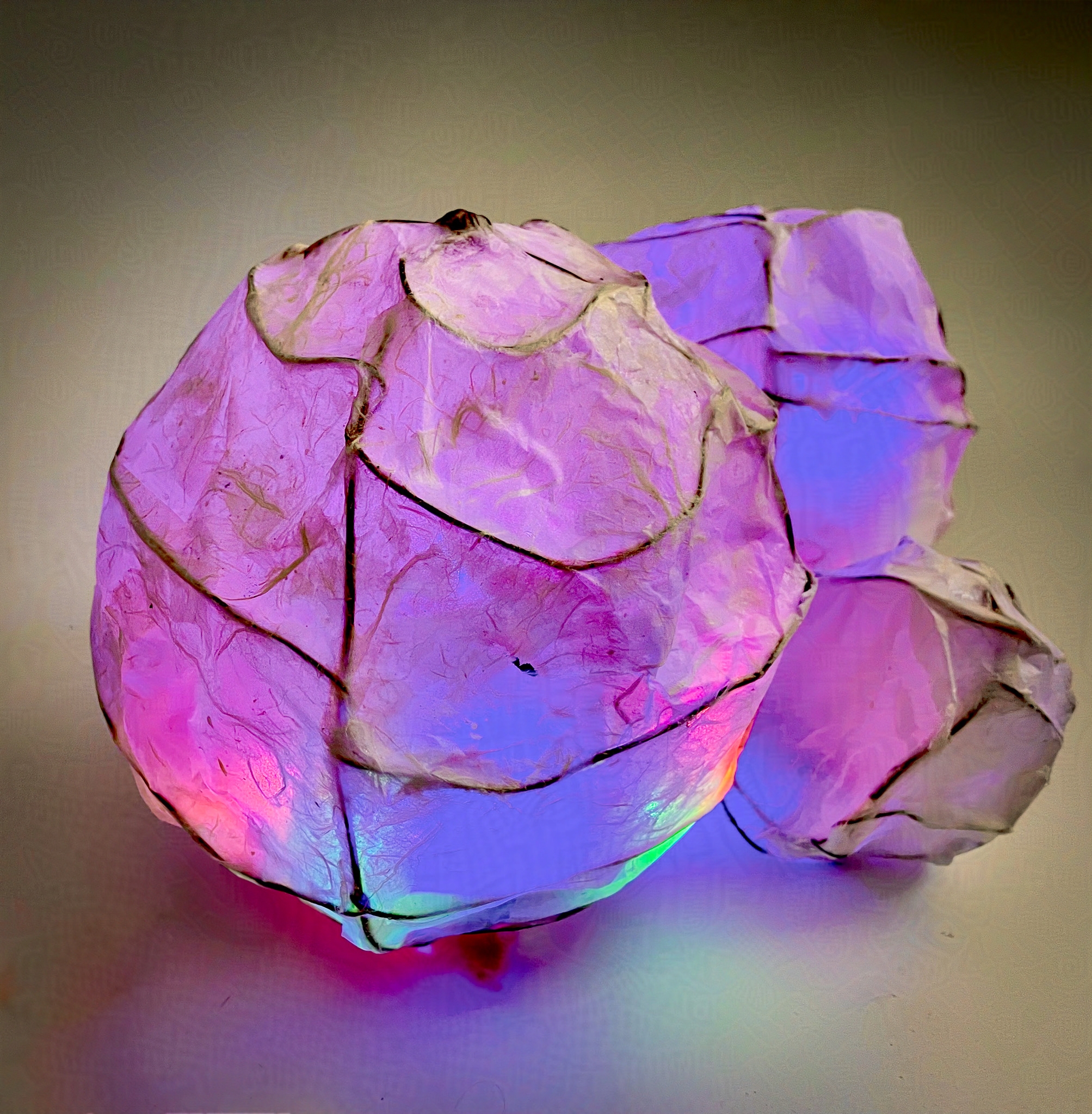 Glowing (2023). Paper mache. 6 × 5 × 6 inches. For Foundations in 3D Design.