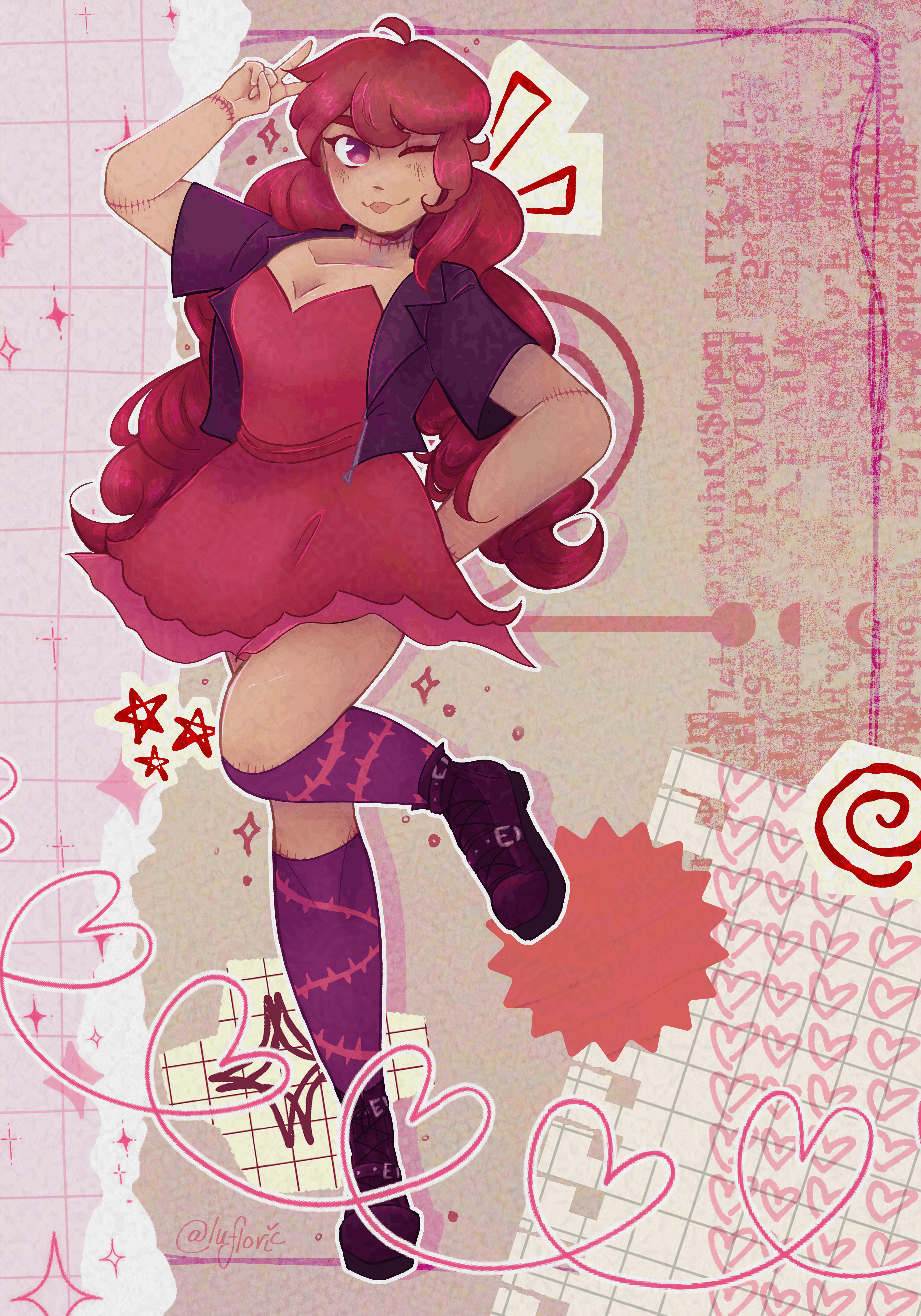 Devola (Red) (2026). Digital illustration. 3500 × 5000 px, 96 DPI. Commission for Devola_Wonk.