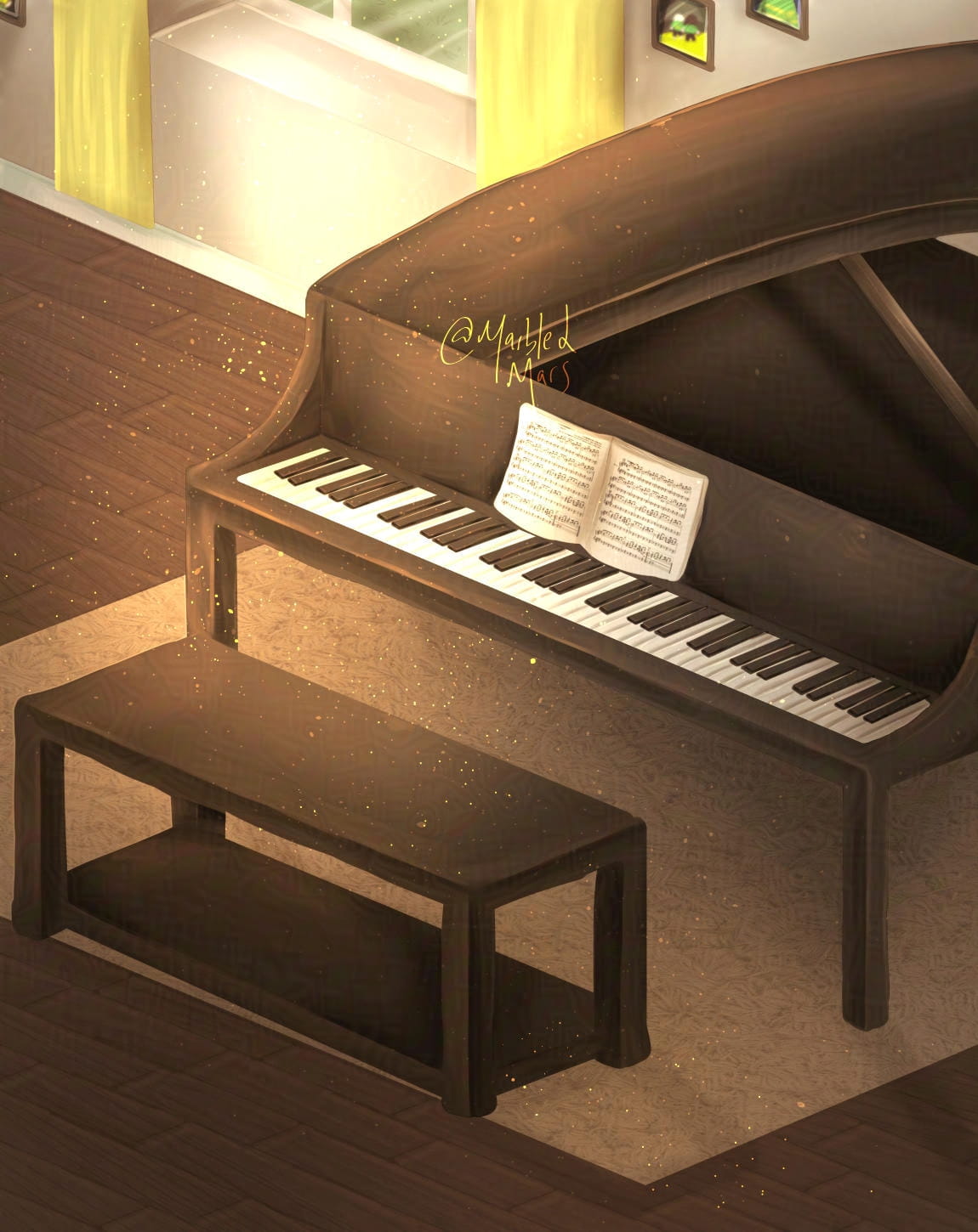 The Piano (2021). Digital illustration. 1150 × 1450 px, 72 DPI.