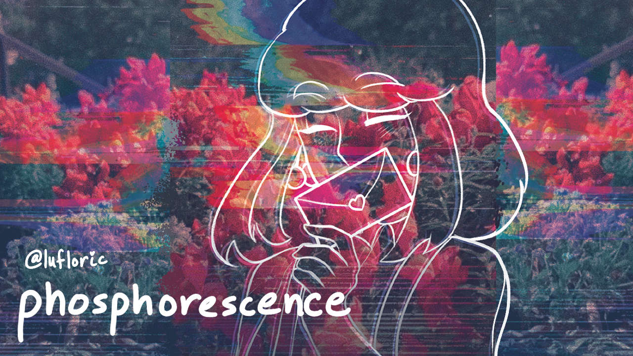 Phosphorescence (2026). Premiere Pro animation using Clip Studio Paint. 2 minutes 36 seconds long. Created for Advanced New Media. Link: https://www.youtube.com/watch?v=cWTQE33lj0A